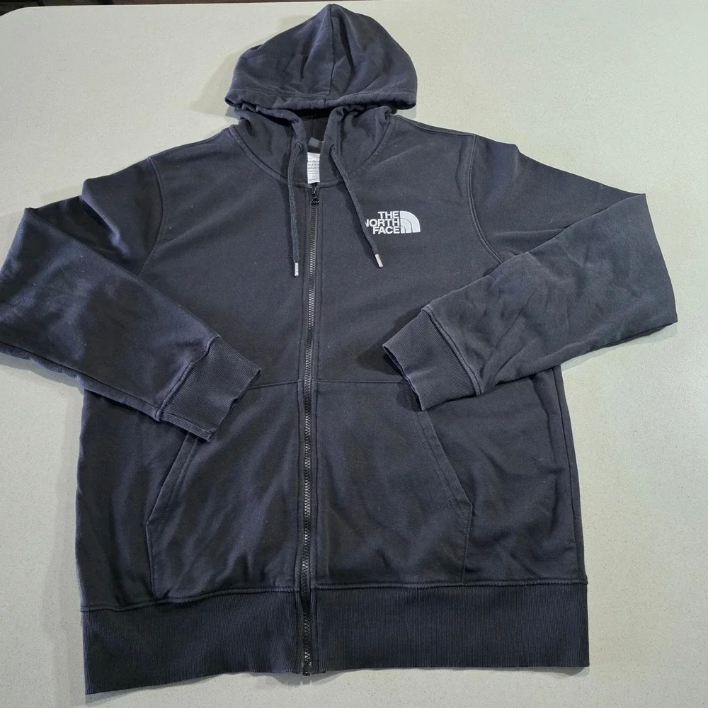 The North Face Mens Black Circular Design Full Zip Hoodie Sweatshirt Size L